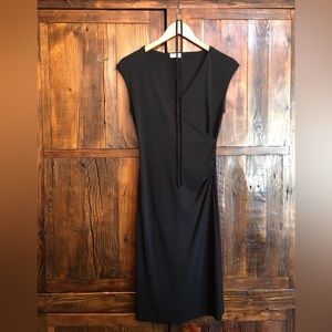 Sleeveless Faux Wrap Black Dress Tie Waist Cap Sleeve Size Small